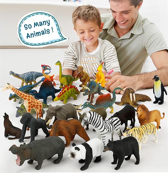 36 Small Animal Figurines Learning & Education Toys, Plastic Realistic Dinosaur Zoo Jungle Safari Sea Ocean Animal Figures, Preschool Learning Activities Matching Game Science Toys