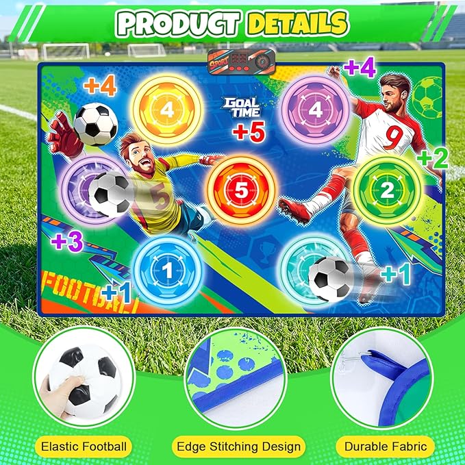 Electronic Soccer Game Toy Set for Kids, Soccer Trainer, Soccer Ball Game Outdoor Indoor Soccer Training Game with Scoring, 2 Soccer & 3 Modes, Soccer Robot Toys Gifts for 3-12 Years Old Boys Girls
