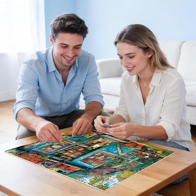 500 Piece Puzzle for Adults Jigsaw Puzzles Cat Puzzles, Book House Puzzles for Adult Elderly, Artistic Decorations, Educational Toys Challenging Activity Gift Family Puzzle Lovers for Friends