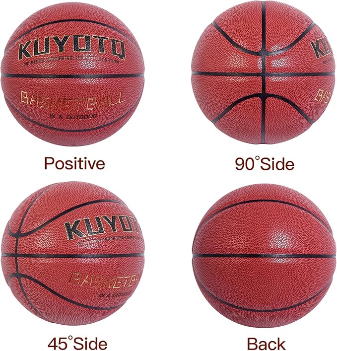 KUYOTQ Kids Youth Adult Size 3/4/5/6/7 (22/25.5/27.5/28.5/29.5") Basketball Premium Rubber or Faux Leather Basketball Indoor Outdoor Basketball for Boys Girls Womens Mens Basketball Gifts (Deflated)