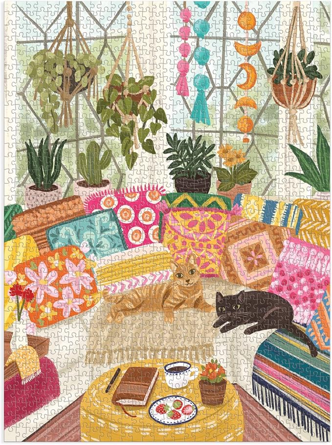 Galison Serenity Meow 1000 Piece Puzzle in a Square Box from Galison - 1000 Piece Puzzle for Adults, Colorful and Cattastic Illustrations, Thick and Sturdy Pieces, Idea