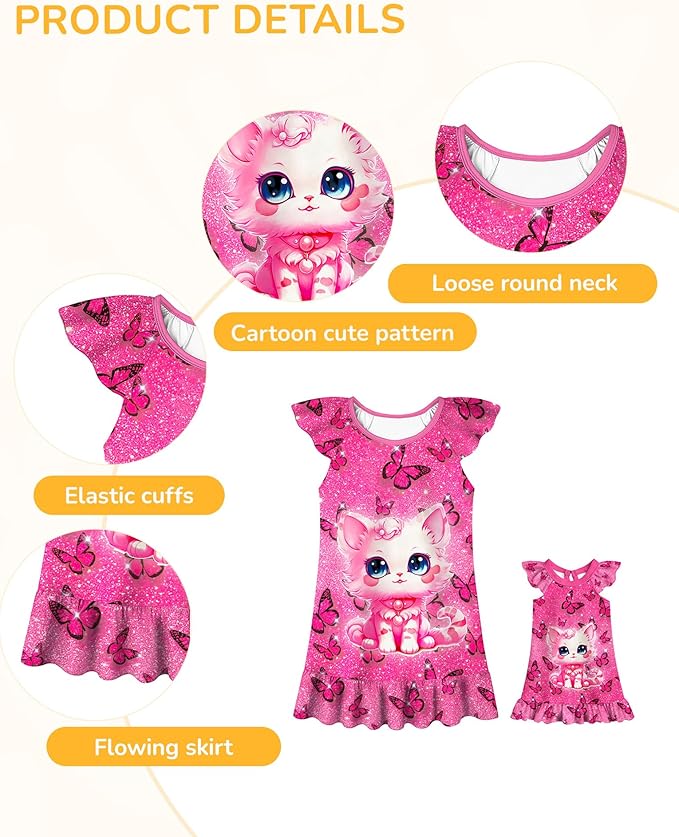 LQSZ Doll and Girl Matching Nightgown Outfit Pajamas Nightie Nightgown for Girls and Dolls Clothes