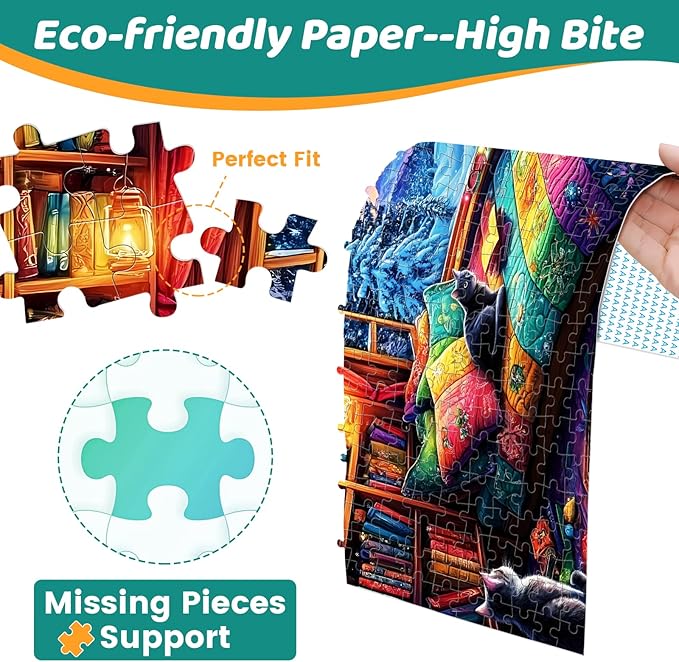 300 Pieces Puzzles for Adults | Winter Aurora Cat Jigsaw Puzzles | Large 300 Piece Puzzle for Children Adults Seniors | Sturdy,Safe | Engaging & Educational Toys Great Gift for Boys Girls 20.5 x 15 in