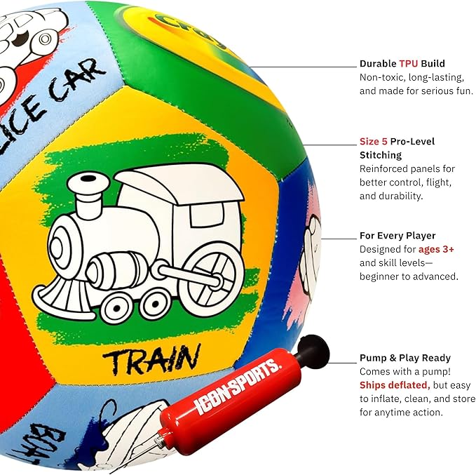 Crayola Official Soccer Ball - Unisex Kids - CRAY203BL Transportation Size 5