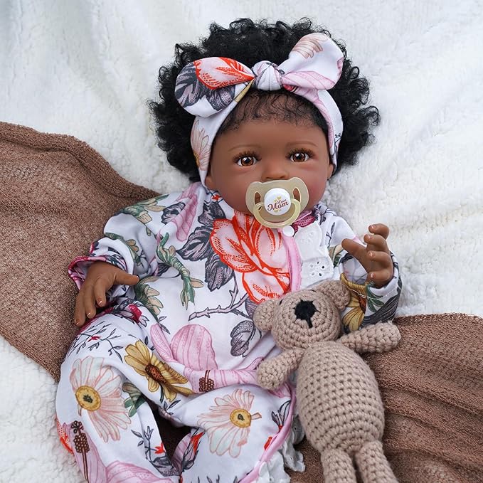 BABESIDE 2 Pcs Reborn Baby Doll Clothes with Headband for 17-22 Inch Babydolls, Floral Patterns Reborn Baby Doll Accessories for Realistic Dolls Girls, Pink