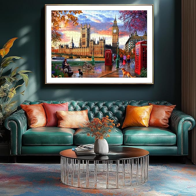 1000 Piece Puzzle for Adults, London Big Ben Westminster Palace Jigsaw Puzzles, Funny Puzzle, Perfectly Fitting Pieces, Home Decor Birthday Party Gift for Adults Seniors 27.5" x 19.7"