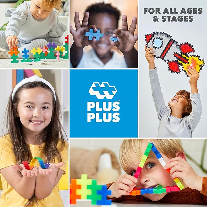 PLUS PLUS 240 Piece Interlocking Building Blocks for Kids, Open Ended Connecting Toys, STEM Bin Classroom Mini Manipulatives - Northern Lights Mix Play Tube