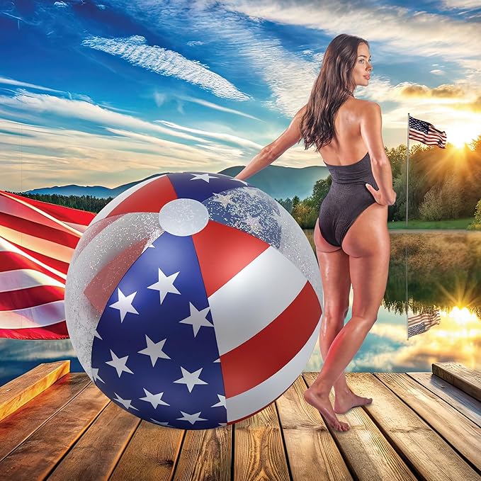 POZA Inflatable Beach Balls - Elegant Glitter Confetti Premium Floaters, Heavy Duty Vinyl Floatation Pool Toys for Pool Beach Party, UV Resistant Pool Décor