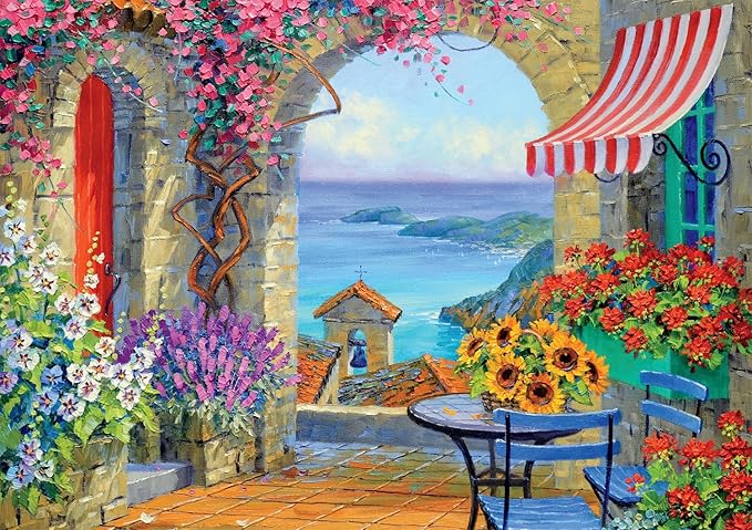 Buffalo Games - Mikki Senkarik - Warmth of the Mediterranean - 300 Piece Jigsaw Puzzle for Adults -Challenging Puzzle Perfect for Game Nights - Finished Size is 21.25 x 15.00