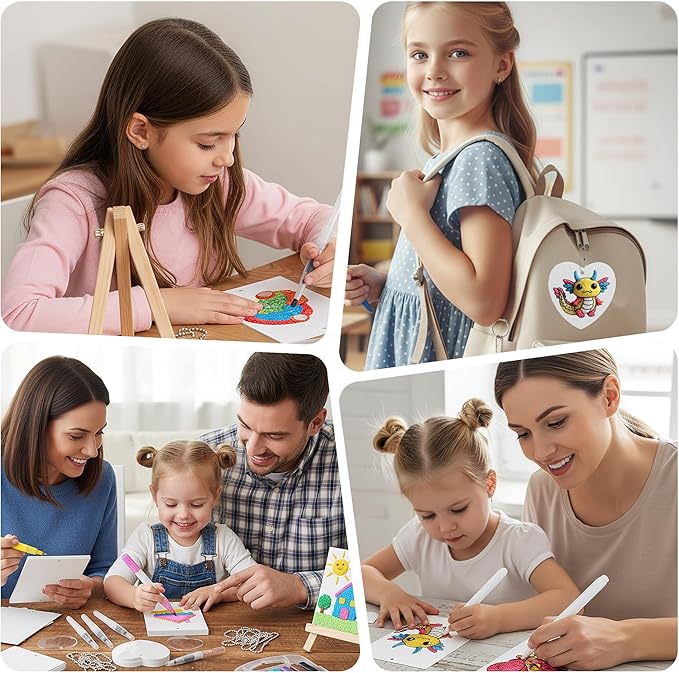 Magic Puffy Paint Kit for Kids, 56 Pcs Aqua Puffs 3D Art Foam Texture Painting Kit with 30 Magic Foam Texture Papers, 12 Drawing Markers, 3 Water Pens, 10 Bead Chains and A Easel for DIY Crafts