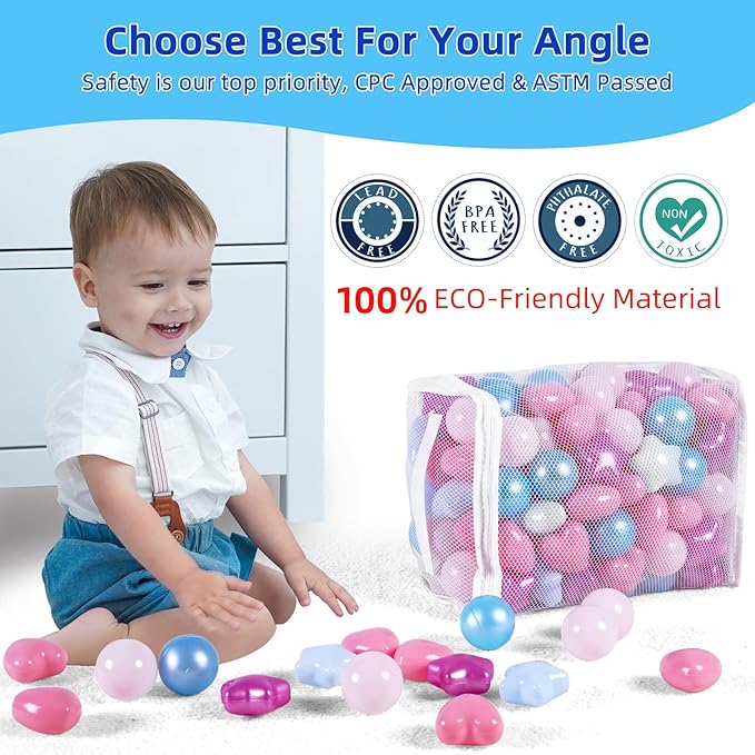 STARBOLO Star Ball Pit Balls for Toddlers -100pcs Phthalate Free BPA Free Crush Proof Play Balls for Play Tent Pool Playhouse Playpen Party Decoration.