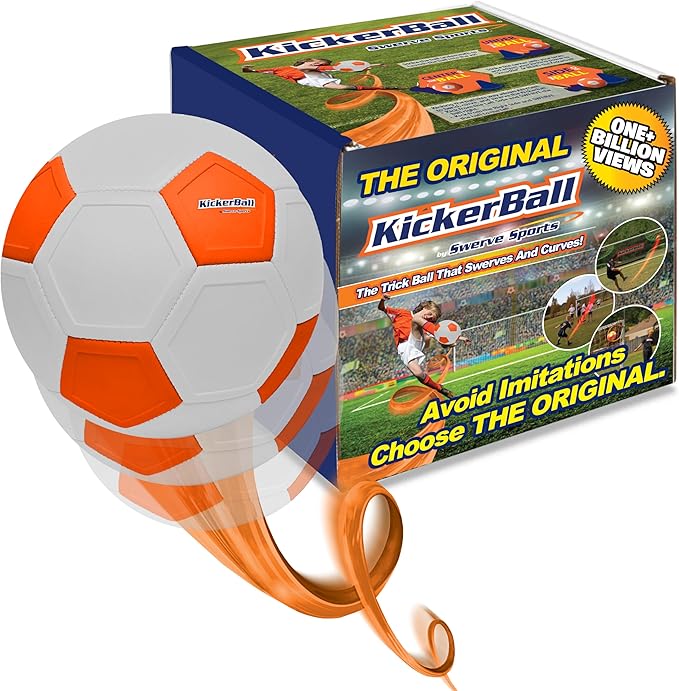 Kickerball - Curve and Swerve Soccer Ball/Football Toy - Kick Like The Pros, Great Gift for Boys and Girls - Perfect for Outdoor & Indoor Match or Game