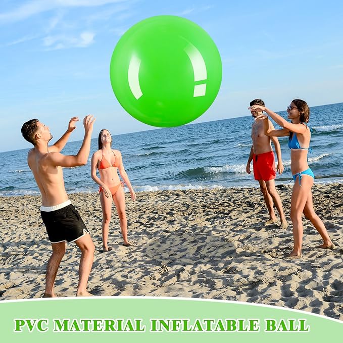 Jenaai 2 Pcs 30 Inch Large Bouncy Balls Giant Inflatable Rubber Kickballs Big Outdoor Exercise Jumping Hopping Ball for Outdoor Activity Sports Party Decor(Yellow, Green)