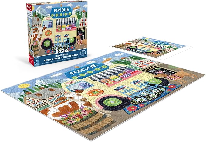 Ceaco - Stephanie Peterson Jones - Fondue Truck - 500 Piece Puzzle for Adults - Challenging and Perfect for Game Nights - Finished Puzzle Size 21.25 x 15