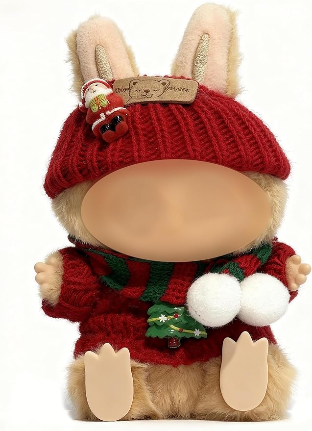 Doll Outfit 17cm (6.69in) or 15cm (5.91in) Dolls(NO Doll) for Labubu Clothes Outfit with Accessories Suit Christmas Cute Rabbit Stylish Dress Up Set for Labubu