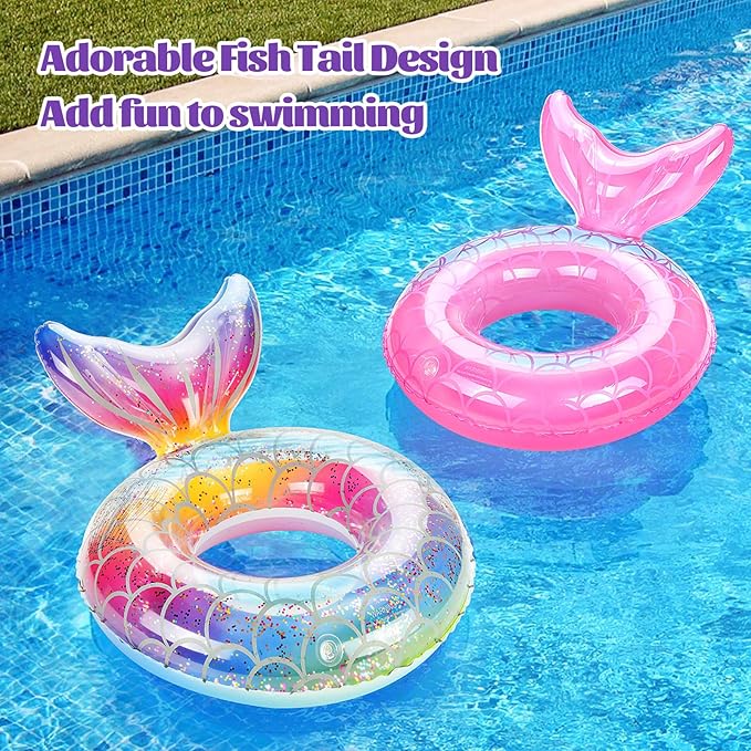 MoKo Inflatable Swimming Ring, Cute Pool Float Tube Decorations Swim Tubes Outdoor Pool Beach Water Floats Party Supplies Floaties