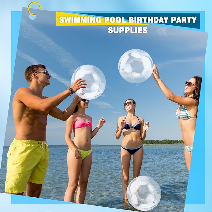 8 Pieces 16 inch Inflatable Clear Beach Ball Inflatable Transparent Swimming Pool Ball for Summer Beach Pool Party Favor