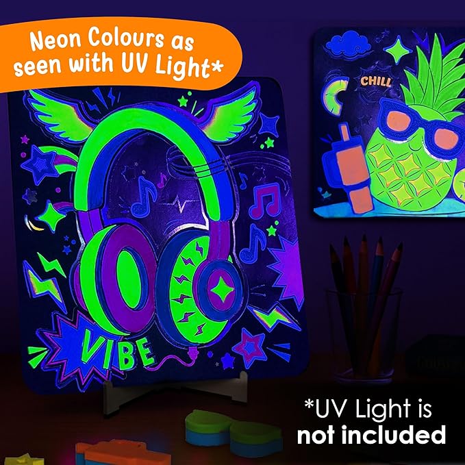 Imagimake DIY Neon Art Kit |12 Exciting Kids Activities | Art Kits for Girls Ages 10-12 | Crafts for Boys Ages 8-12 | Painting Kits for Adults | Easter Gifts for Kids Age 8,9,10,11,12 Years Old
