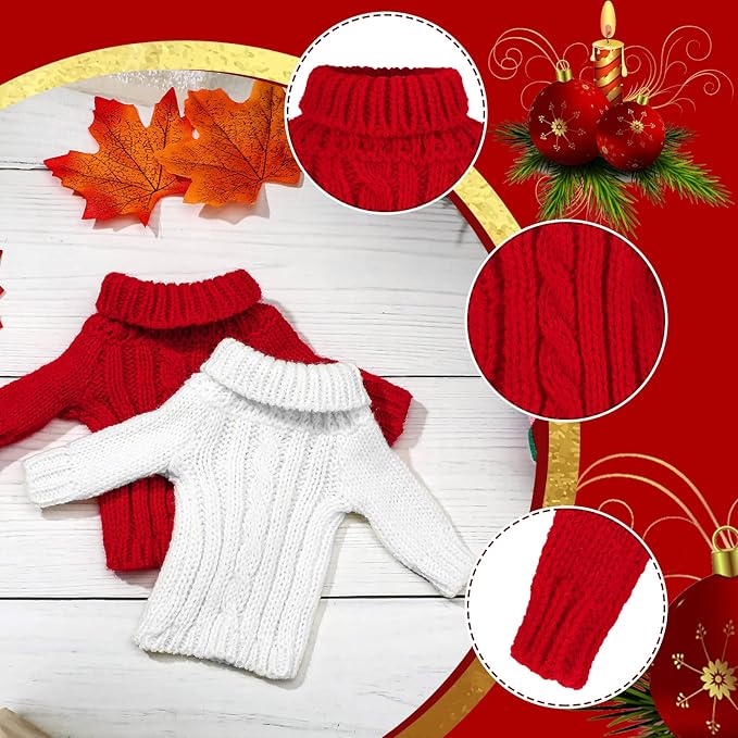 Bencailor 4 Pcs Doll Clothes for 11.5 Inch Doll Accessories Clothes Hoodie Sweater Set Winter Knitted Clothing Decor(Black, White, Red, Gray)