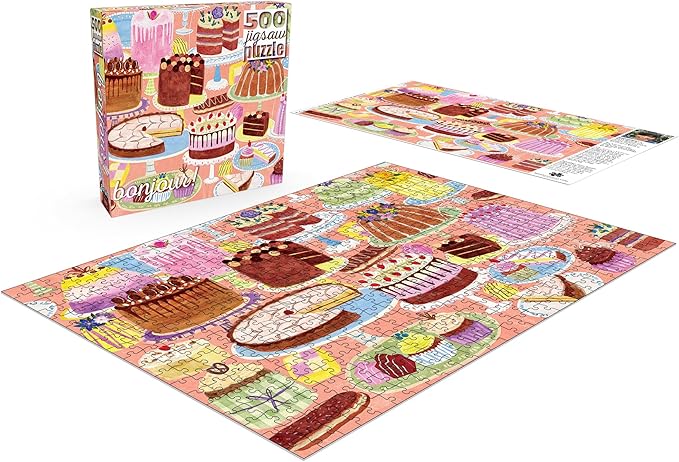 Buffalo Games - Jenny Miriam - Bonjour - Cakes Galore! - 500 Piece Jigsaw Puzzle for Adults - Challenging Puzzle Perfect for Game Nights - Finished Size is 21.25 x 15.00