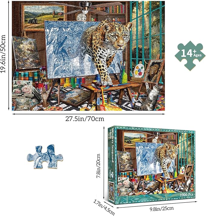 Jigsaw Puzzles for Adults 1000 Pieces, Interlock Perfectly No Dust, Impossible Difficult Hard Fun 1000 Piece Jigsaw Puzzles for Adults-1:1 Poster-Mighty Leopard