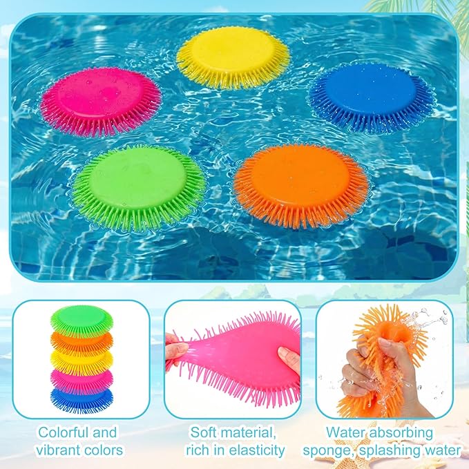 Outus 10 Pcs Beach Games Flying Disc for Pool 7 Inch Soft Water Discs for Kids Splashes on Impact Beach Water Swimming Pool Toys for Kids Park Backyard Outdoor Summer Games Birthday Gifts