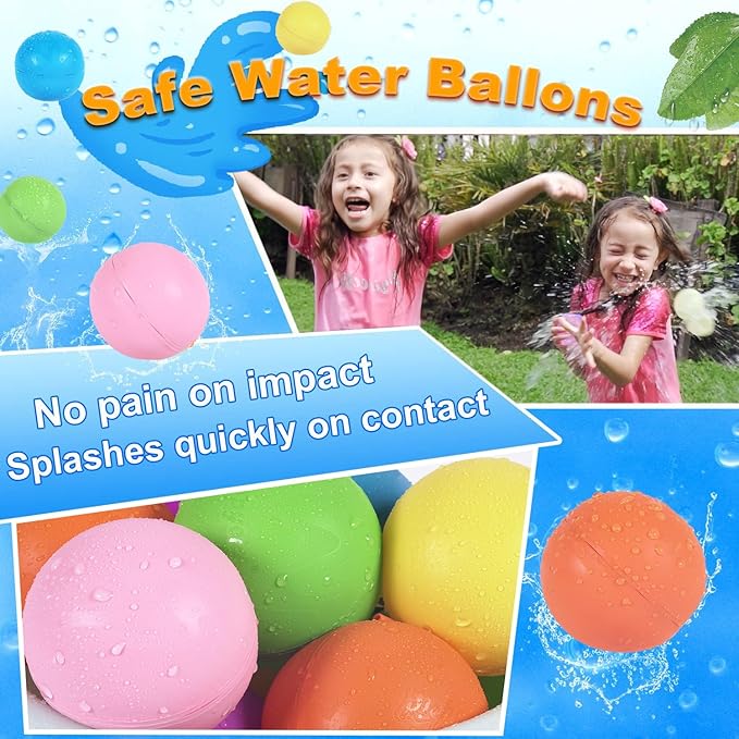 98K Reusable Water Balloons 18 Pcs with Mesh Bag, Pool Beach water Toys for Boys and Girls, Outdoor Summer Toys for Kids Ages 3-12