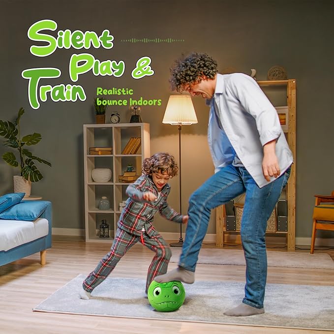 Silent Indoor Soccer Balls for Toddlers 1-3, Inflatable Soft Plush Baby Toddler Soccer Ball Toys Gifts for Kid 3-5 Year Old Boy First Birthday Gift (Dinosaur, Pump Include)