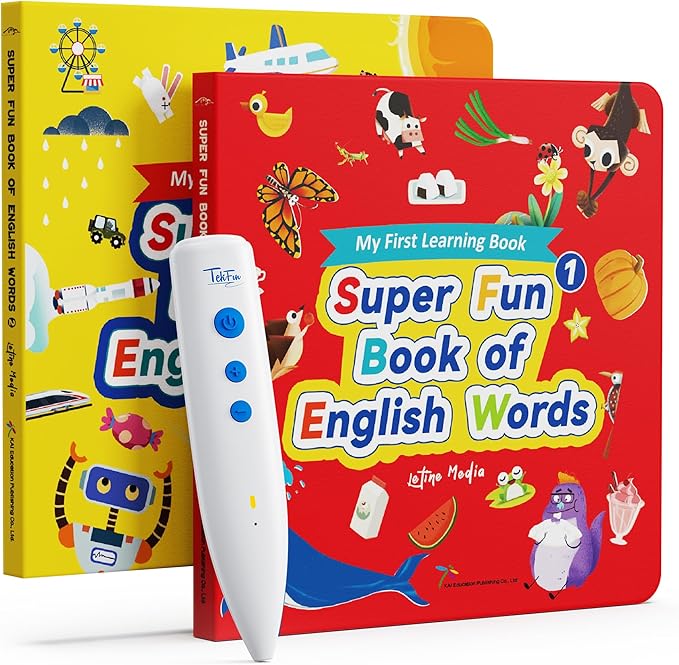 TEKFUN Learn to Read Words Books with Talking Pen, Educational Autism Sensory Toys for Kids, 500+ Learning Activities, Toddler Birthday Gifts for Boys Girls Ages 1-6