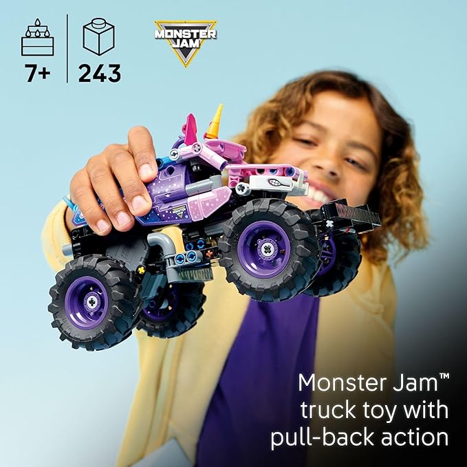 LEGO Technic Monster Jam Sparkle Smash Pull-Back Truck Toy for Boys & Girls - Monster Truck Building Toy W/Pull-Back Racing Action for Kids, Ages 7+ - Gift Idea for Birthdays - 42220