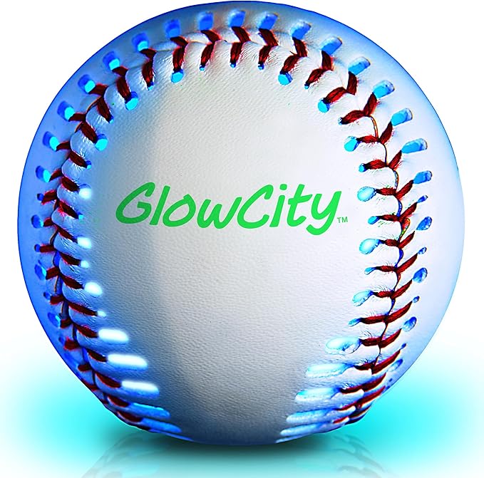 GlowCity Premium Leather LED Rechargeable Light-Up Baseball - Illuminate the Game - Nighttime Fun and Play - Sports Stuff & Gadgets for Kids Age 8 Years Old and Up - Catch Only