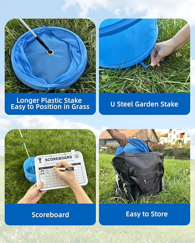 Golf Game with 2 Upgraded Golf Retractable Club,Practice Golfgame with 9 Buckets, Gift GolfOutdoor for Family and Adults,Holes Outdoor Game for Lawn,Yard