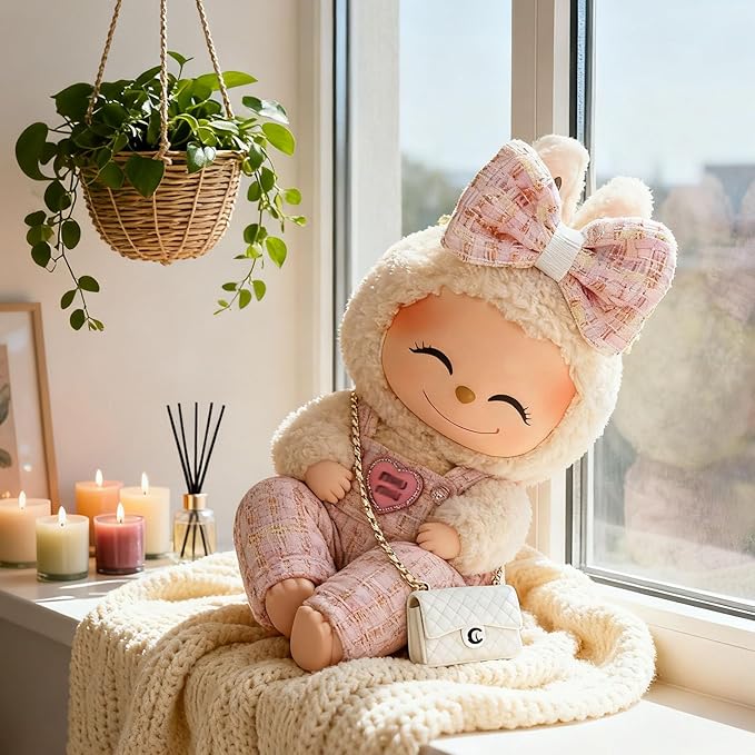 Doll Clothing Set (No Doll), Cute Bow, Crossbody Bag, Dress, Suitable for 15-17cm Dolls, Outfit Accessory Set for Unique Styling (Pink-C)