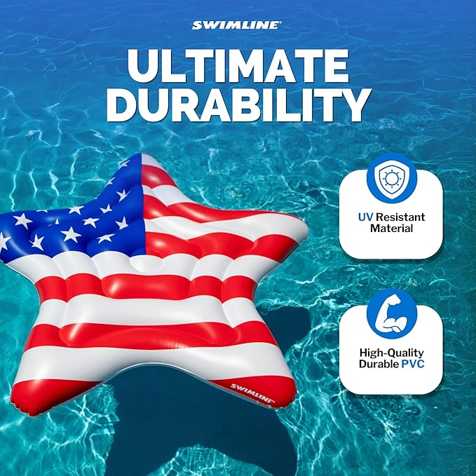 Swimline Inflatable Americana Star Island Pool Raft 65" x 69"