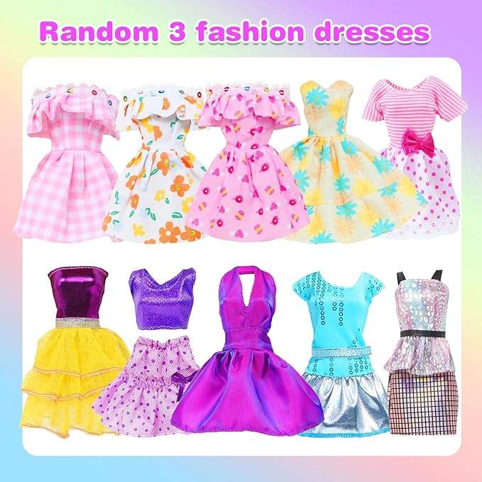 20pcs Doll Clothes and Accessories Including Random 10 Outfits Fashion Sequin Dresses Tops Bottoms Pants Short Skirt Swimsuit Bikini and Random 10 Shoes Dollhouse Accessories for 11.5 inch Girl Doll