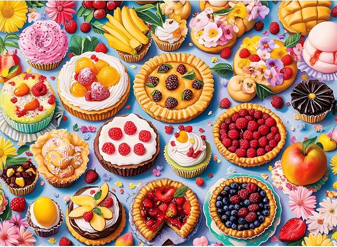 300 Piece Puzzles for Adults, Jigsaw Puzzles 300 Pieces for Adult Delicious Pie Dessert Puzzle for Adults 300 Pieces Recycled Cardboard Jigsaw Puzzles Challenging Game Birthday Party Gift