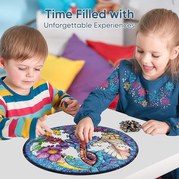 Reouinty Wooden Puzzles for Adults 500 Piece, Flower Guitar Puzzle for Mom, Challenging Puzzle, Unique Shaped Wood Puzzles Pieces, Creative Gift for Family Game 16.5x16.5 in