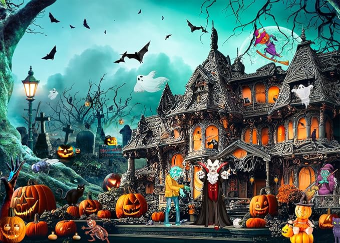 Halloween Jigsaw Puzzles for Adults 1000 Piece Puzzle for Adults 1000 Pieces Puzzle 1000 Pieces-Horror Night Watch Party