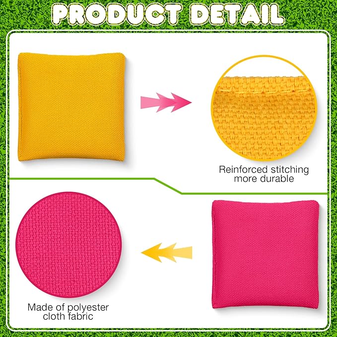 32 Pack Bean Bags Toss for Kids Cornhole Bean Bags Colorful Bean Bags for Tossing Canvas Toss Bags Hand Toy Toss Games Weights for Outdoor Yard Games, Assorted Colors (Bright Colors, 3.15 x 3.15 Inch)