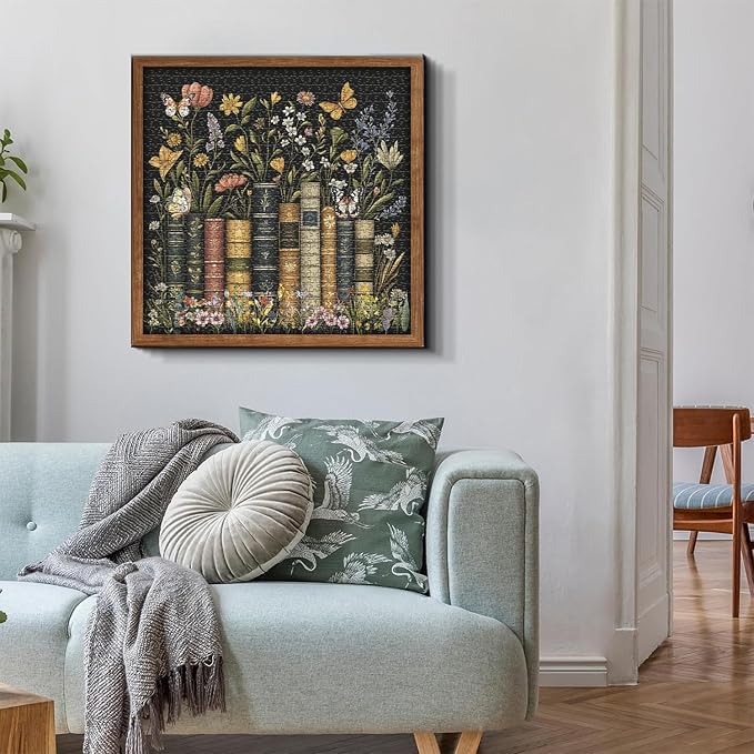 Wildflowers Puzzles for Adults 1000 Pieces, PICKFORU Wildflower Pages Jigsaw Puzzle, Vintage Book Puzzles for Book Lover, Plant Floral Flowers Puzzle as Home Decor