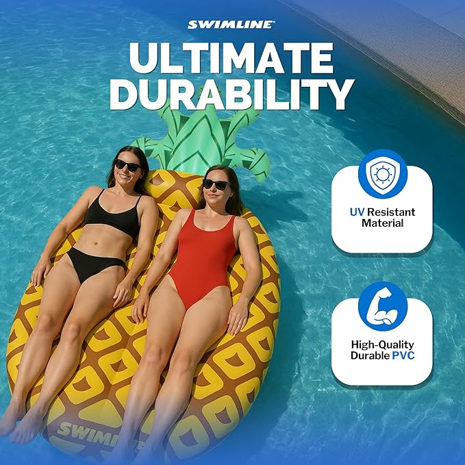 Swimline Pineapple Jumbo Floating Pool Island Yellow/Green 88x50''