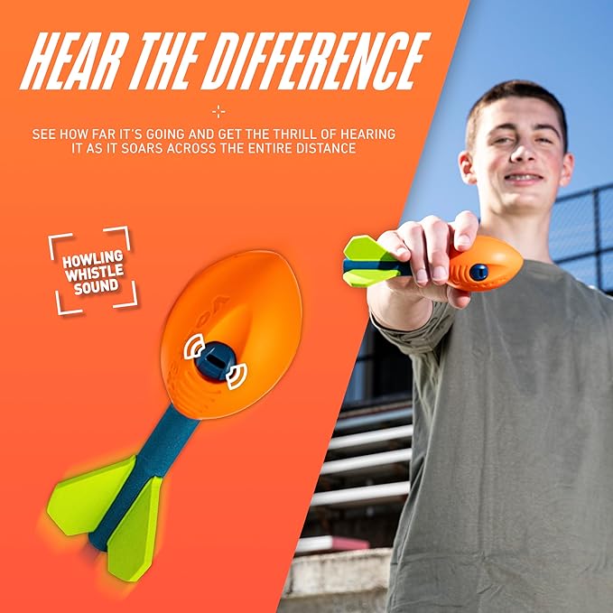 NERF Vortex Mini Aero Howler Foam Football - NERF Soft Mini Vortex Football for Long-Distance Throws - Perfect for Pool + Beach Ball - Kids Aero Howler Whistle Foam Ball