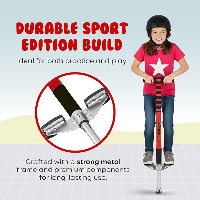New Bounce Pogo Stick for Kids - Pogo Sticks, 40 to 80 Lbs - Sport Edition, Quality, Easy Grip, PogoStick for Hours of Wholesome Fun