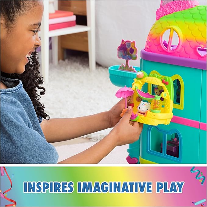 DreamWorks GABBY'S Dollhouse, Cakey’s Fruit Smoothie Balcony Playset, 8-Pcs with Toy Figures, Dollhouse Accessories & Sensory Play, Kids Toys for Girls & Boys 3+
