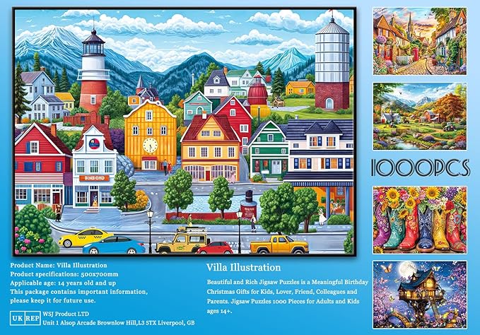 Jigsaw Puzzles for Adults 1000 Piece Puzzle for Adults 1000 Pieces Puzzle 1000 Pieces-Comfortable Small Town Living