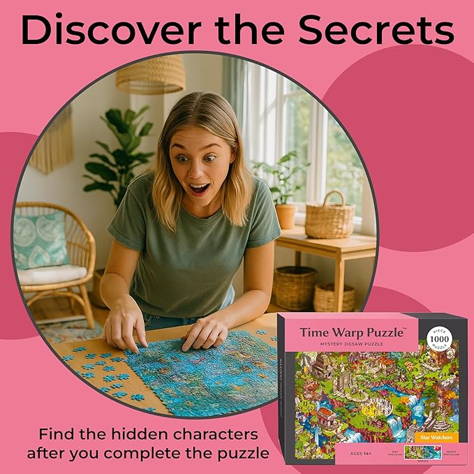 Time Warp Puzzle Series 1 – Day to Night Hidden Scene | 1000 Piece Jigsaw Puzzle for Adults | Discover a Story That Transforms as You Build | Giftable Magic Puzzle Art (Starwatchers)