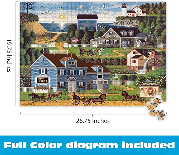 Buffalo Games – Charles Wysocki Sunset Bay 1000 Piece Jigsaw Puzzle for Adults, Classic Coastal Americana Artwork, Made in USA