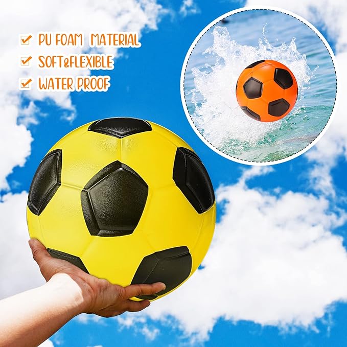 Jerify 4 Pcs 6.5 Inch Kids Foam Soccer Ball Mini Soft Foam Youth Soccer Ball for Kids Teens Adults Indoor Practice and Backyard Play Beach Swimming Pool Sport Sensory Stress Mini Gift