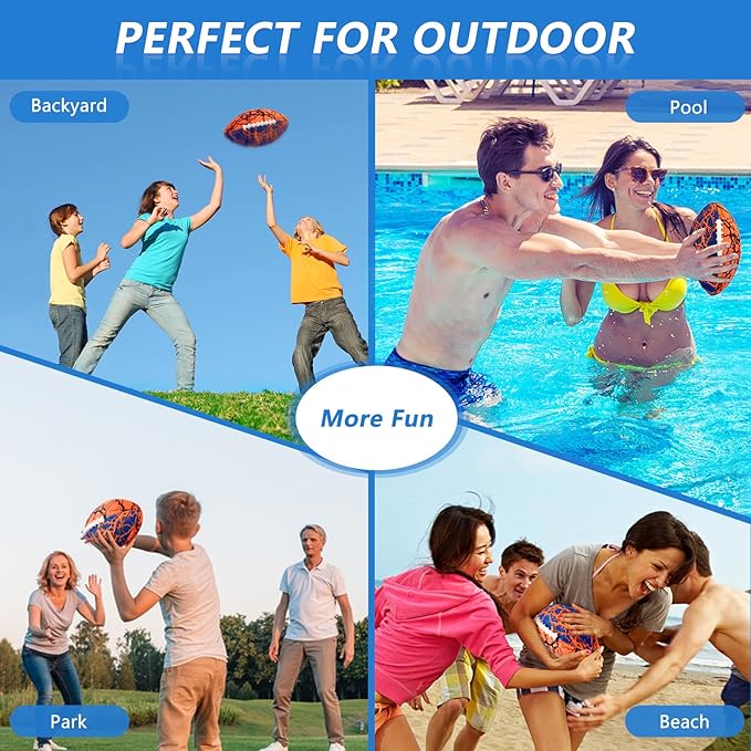 Jasonwell Pool Beach Water Football - 2Pack Strong Grip Waterproof Football for All-Weather Play Pool Toys Beach Games Outdoor Sports Toy Christmas Birthday Gifts for Kids Boys Teens Adults