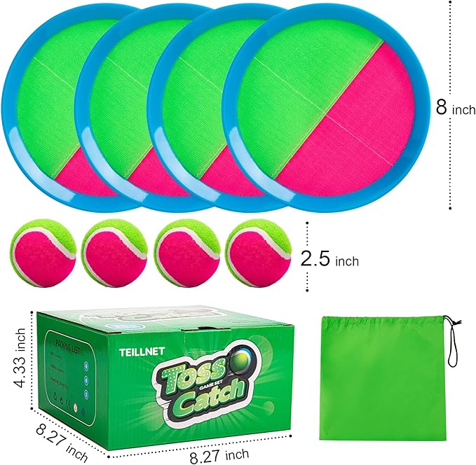Toss and Catch Ball Set Upgraded - Kids Toys Beach Toys Baseball Games - Sturdy & Water-Resistant Great for Outdoor Pool Yard Games - Classic Gift for Boys Girls 3 4 5 6 7 8 9 10 11 12+ Years Old